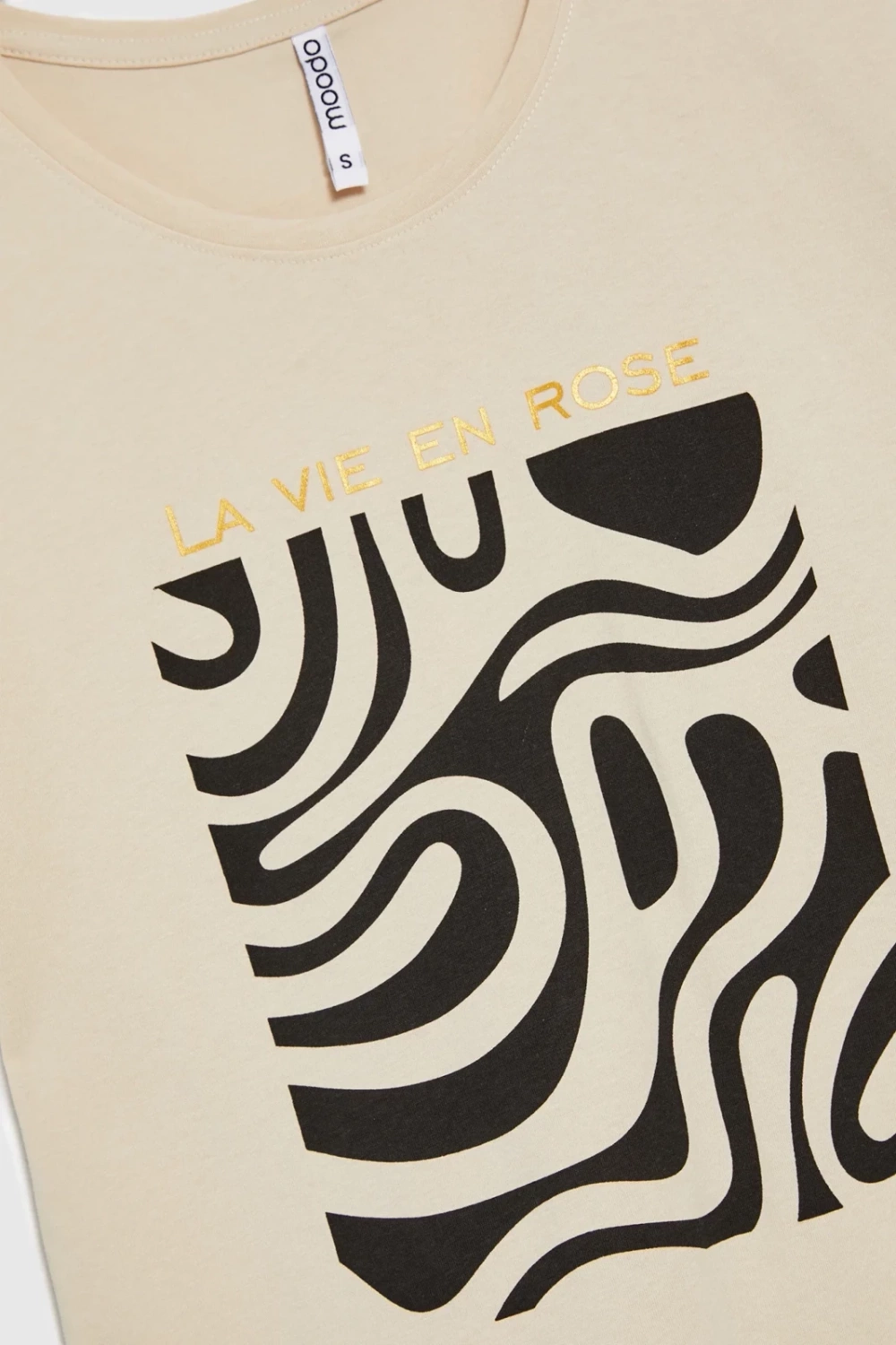 Marisse Beige T-Shirt With Geometric Print