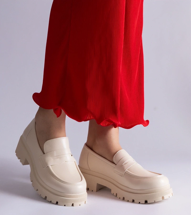 Gemre Mocasini bej din piele ecologică Fiorenza