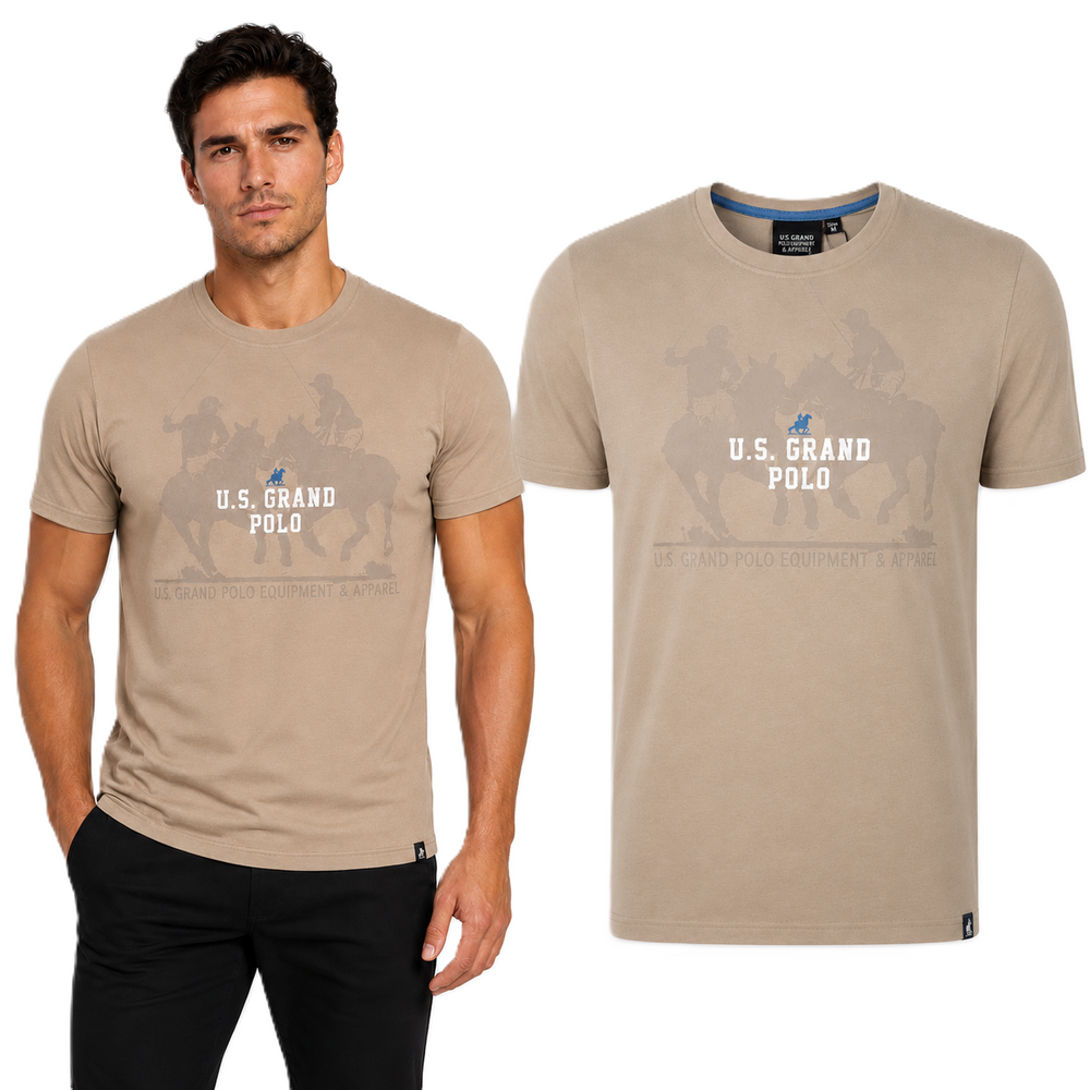 Tričko U.S. Grand Polo Equipment & Apparel béžové