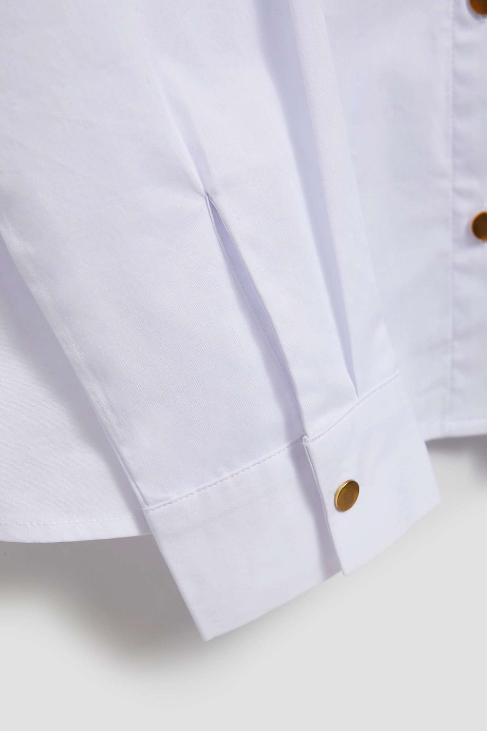 Marisse Plain Shirt With Decorative Buttons, White