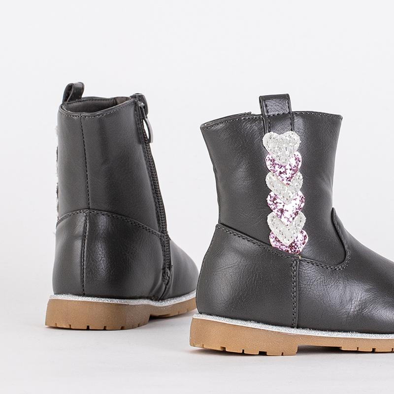 Resti Gray girls boots with a decorative upper Nokimi - Footwear