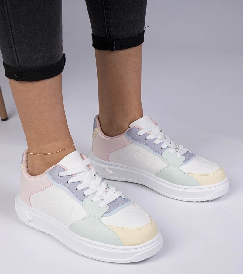 Gemre Adidași sport alb-albaștri din piele ecologică Lavilia