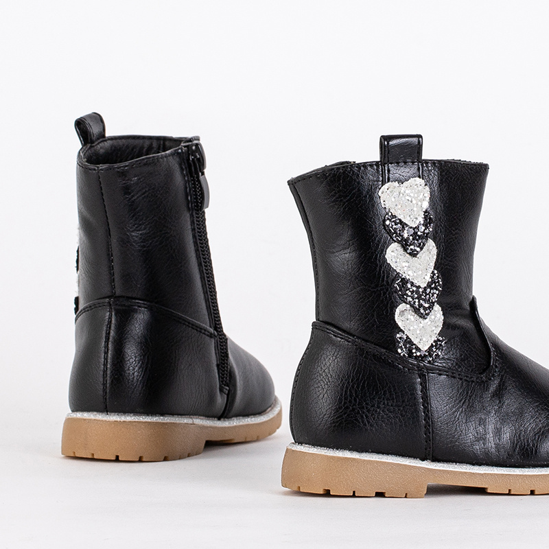 Resti Black girls boots with a decorative upper Nokimi - Footwear