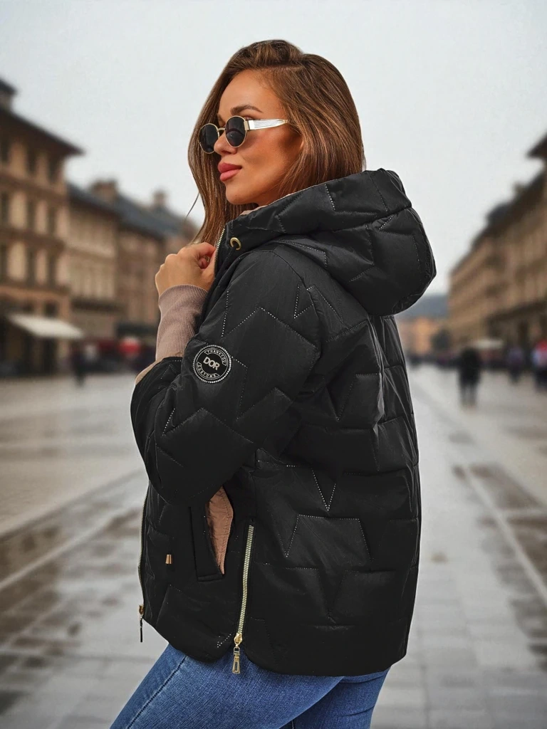 Resti Women's Quilted Jacket with Hood and Cuffs on Sleeves Silent Ridge