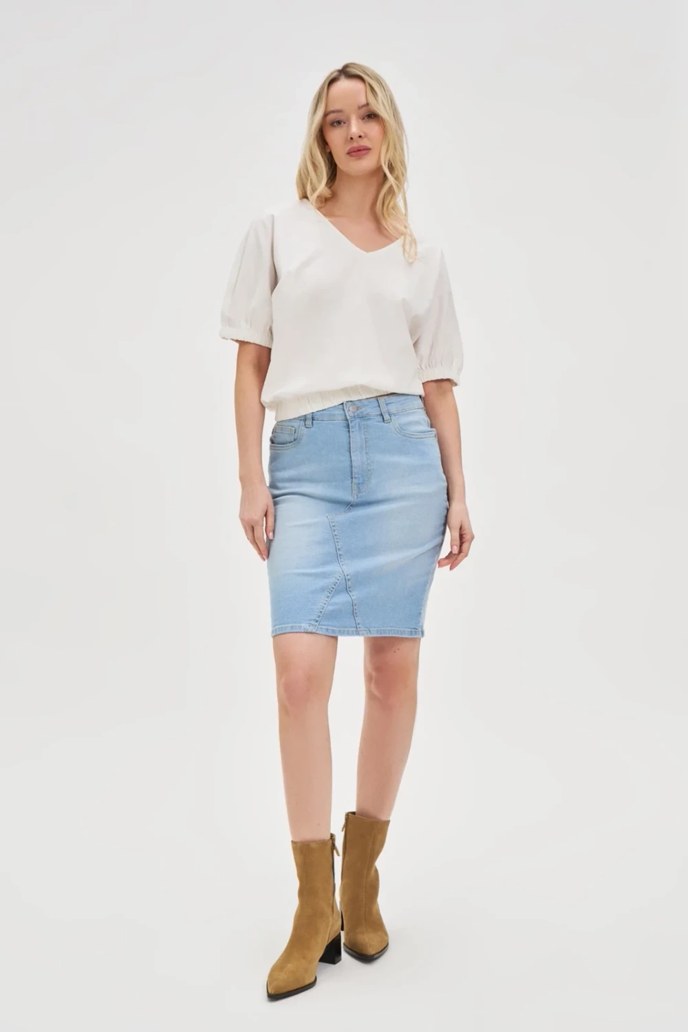 Marisse Cotton Blouse With Puffed Sleeves, White