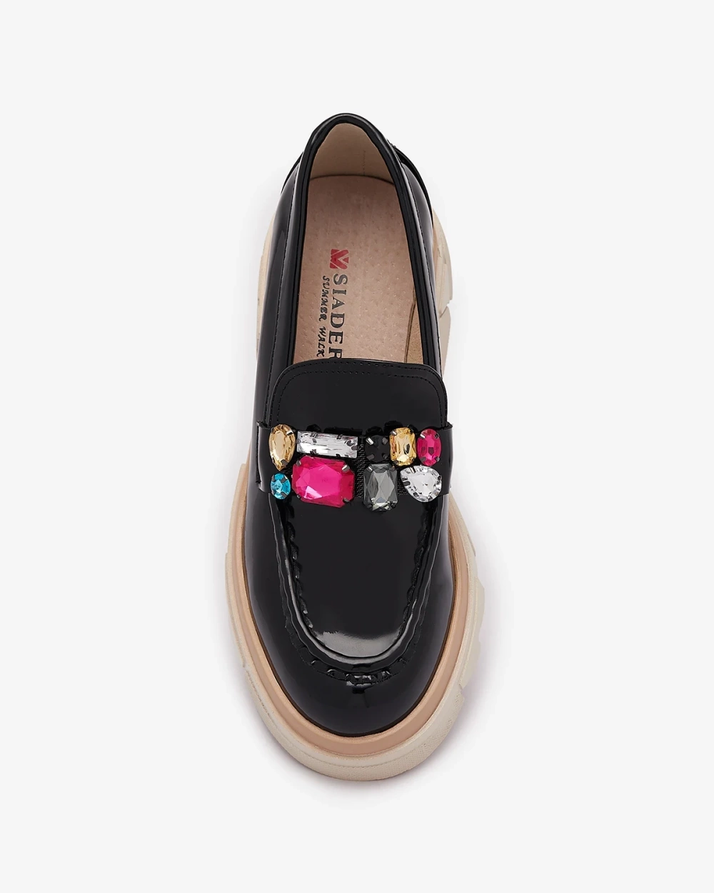 Resti Lacquered black moccasins with colored stones Sarix - Footwear