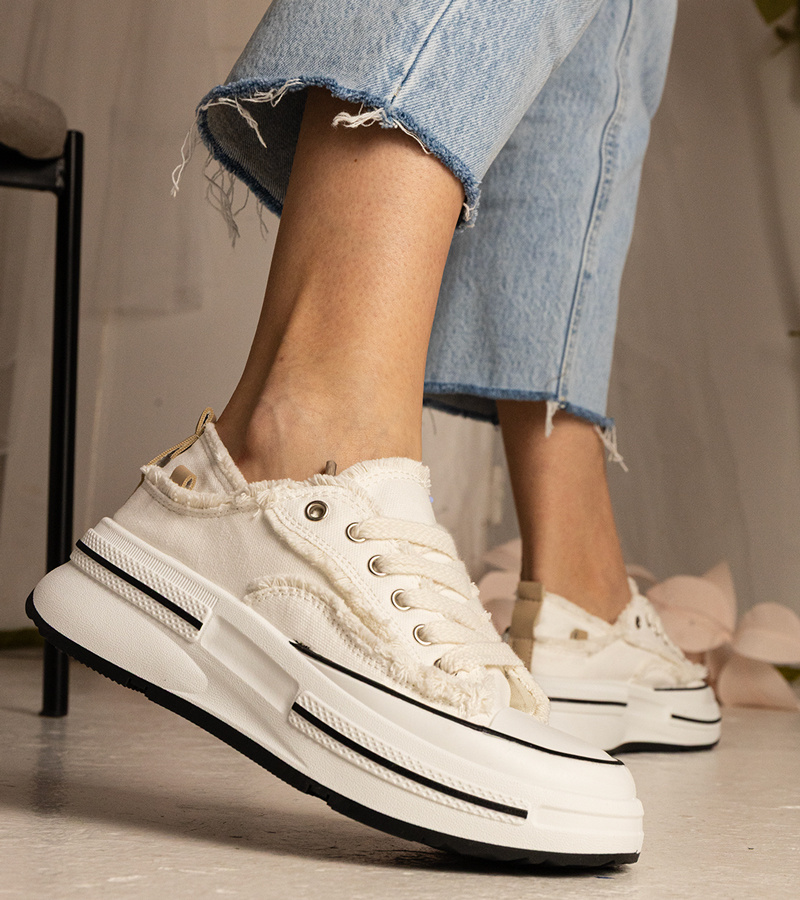 Gemre Adidași albi de damă cu talpă groasă Kallara