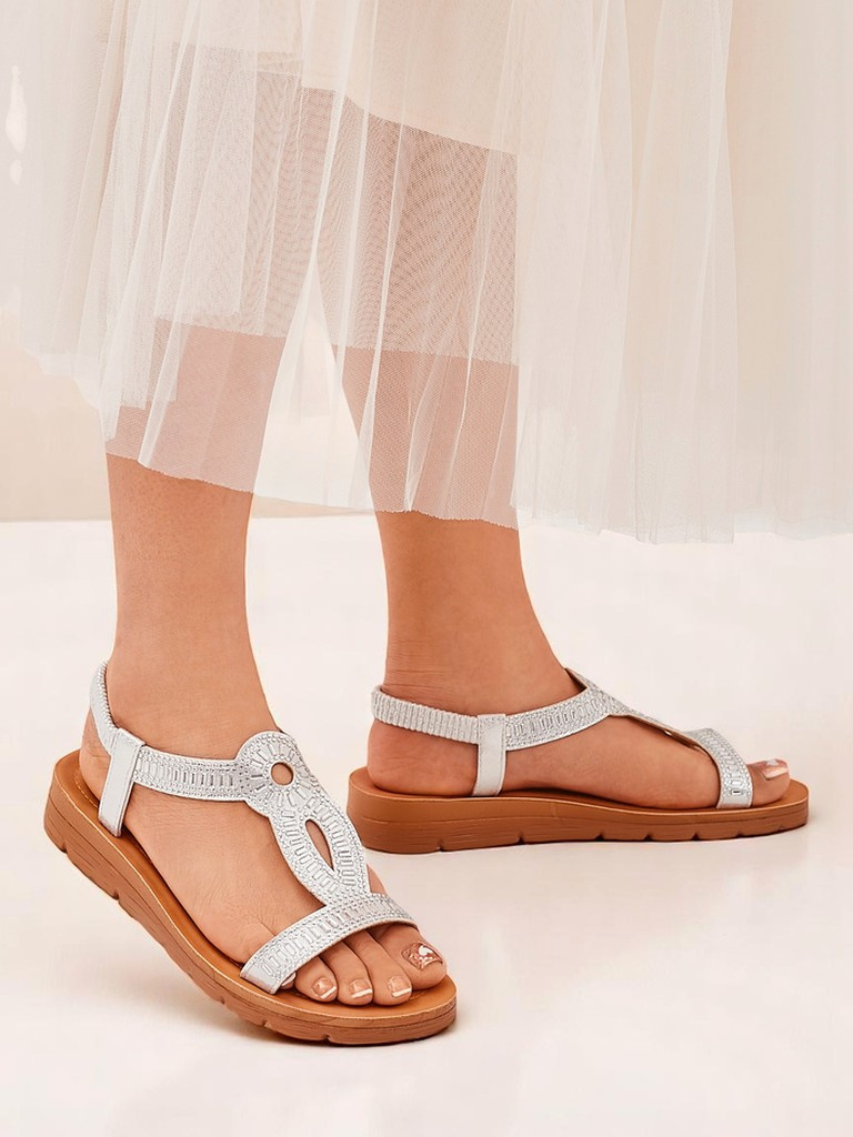 Resti Royal Fashion Women&#039;s Sandals with Decorative Ava Shine Straps