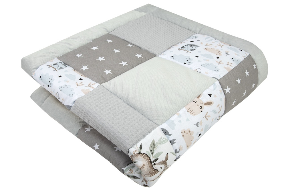 Medi Partners Play mat / Blanket 120x120cm – Deer in leaves + gray