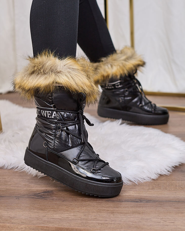 Resti Black slip-on boots a&#039;la snow boots for women Gomllo