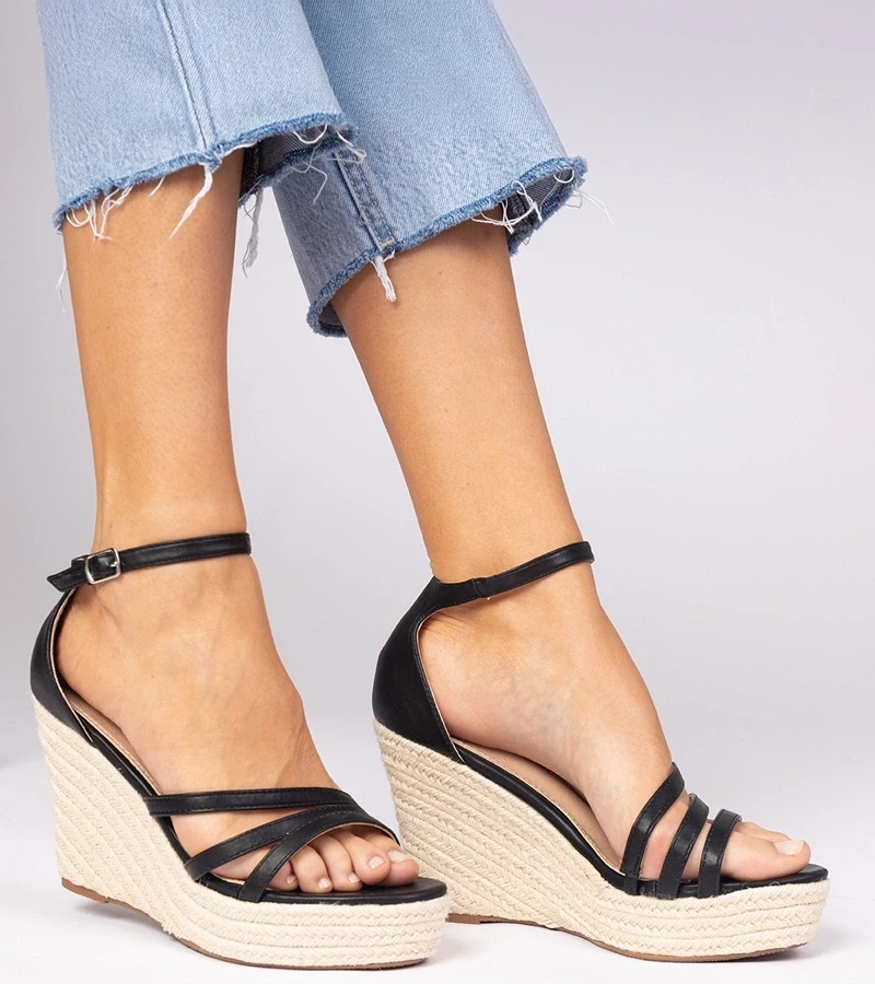 Gemre Sandale negre espadrile cu platformă Malasia