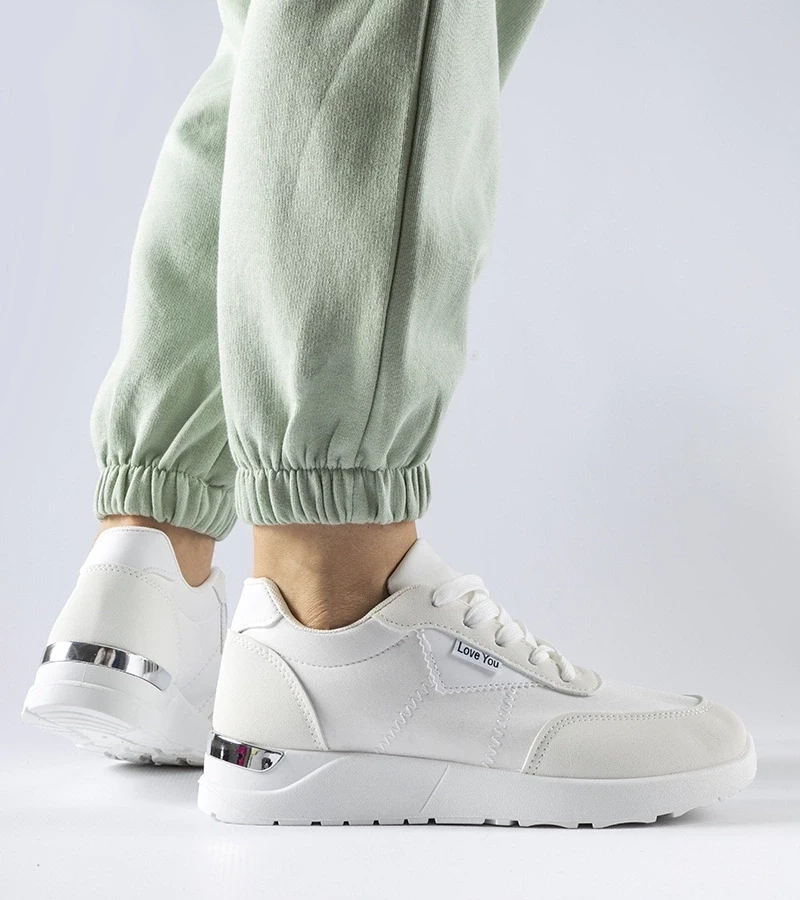 Gemre Sneakersi albi din material Geraldino