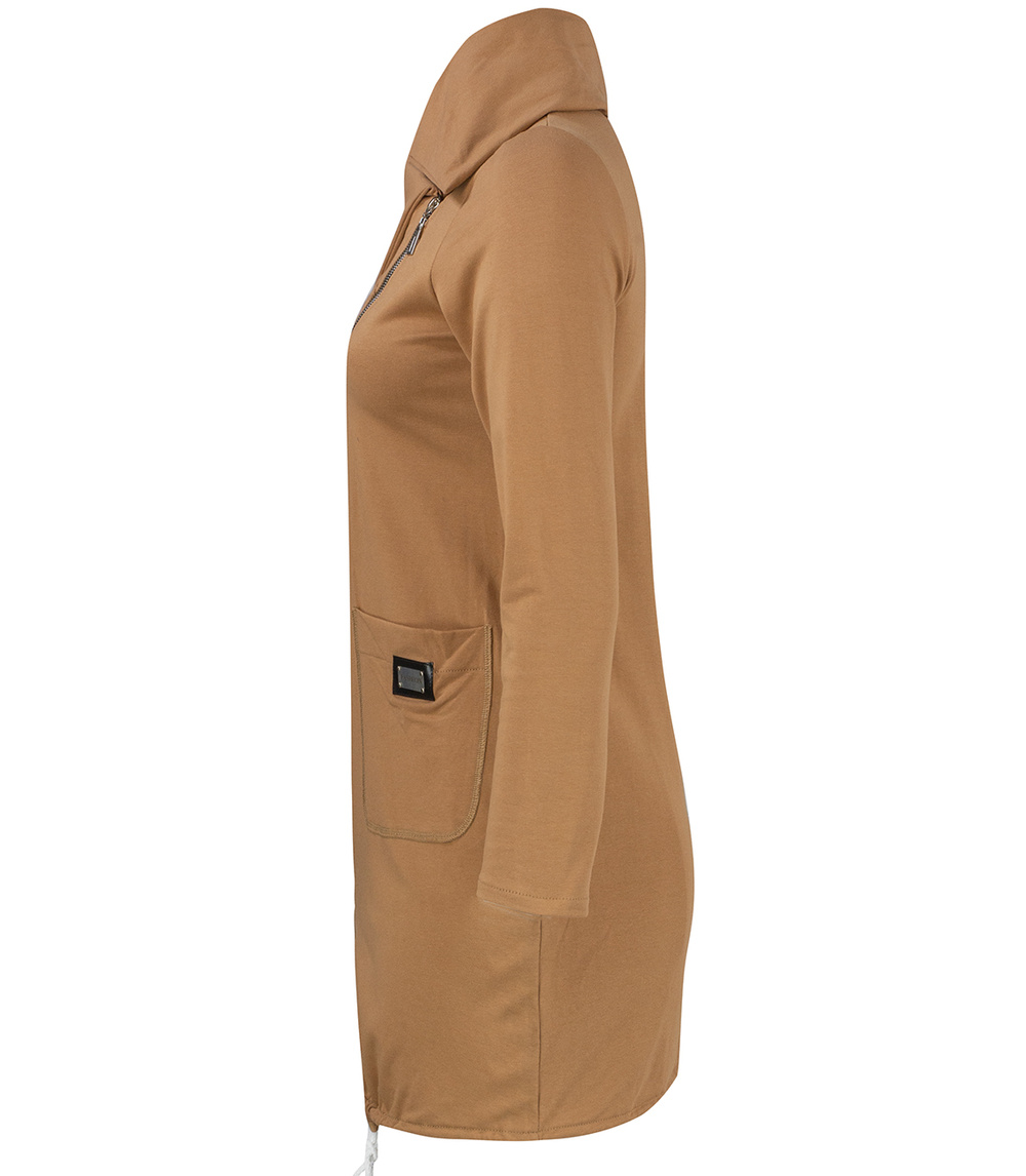 Pri Thin long sweatshirt with a diagonal zipper and a BEATA neck warmer