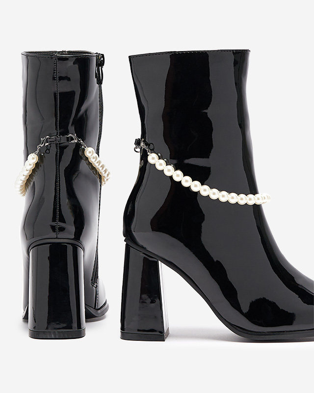 Resti Black lacquered women&#039;s high stiletto boots Rassla- Footwear