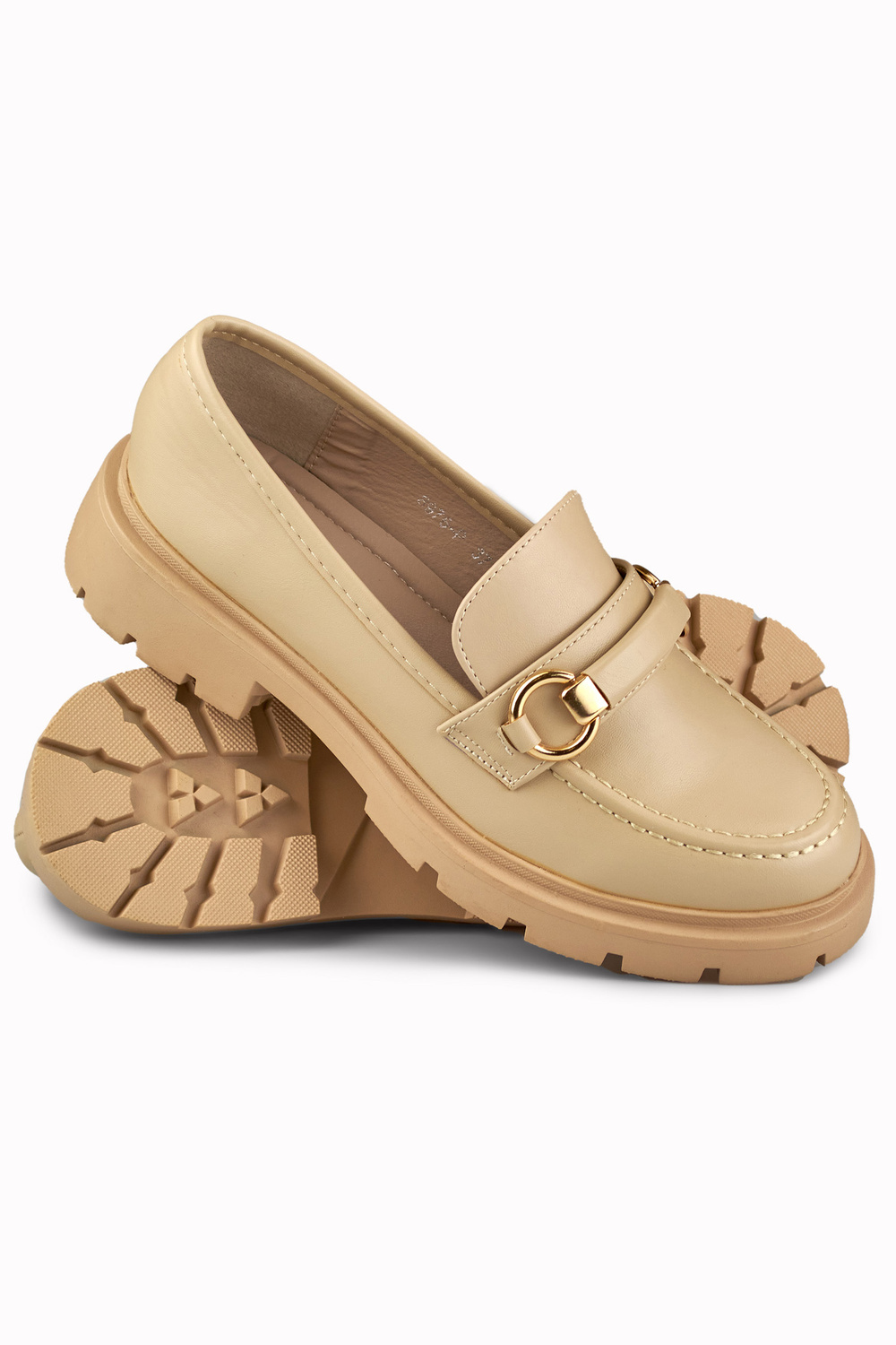 primohurt Beżowe mokasyny z minimalistyczną ozdobą