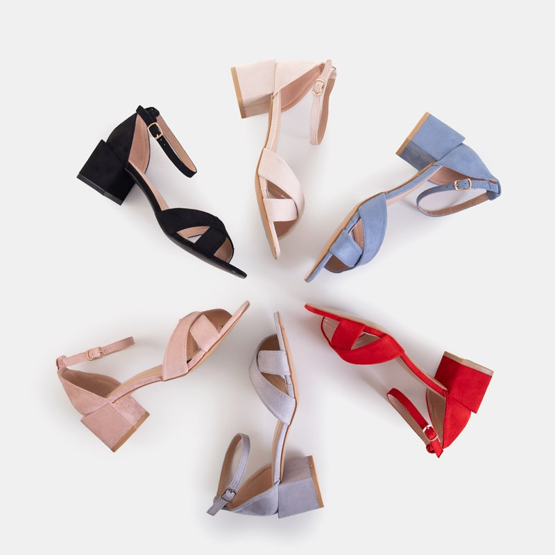 Resti Gray women's sandals on a low square post Cefernia - Footwear