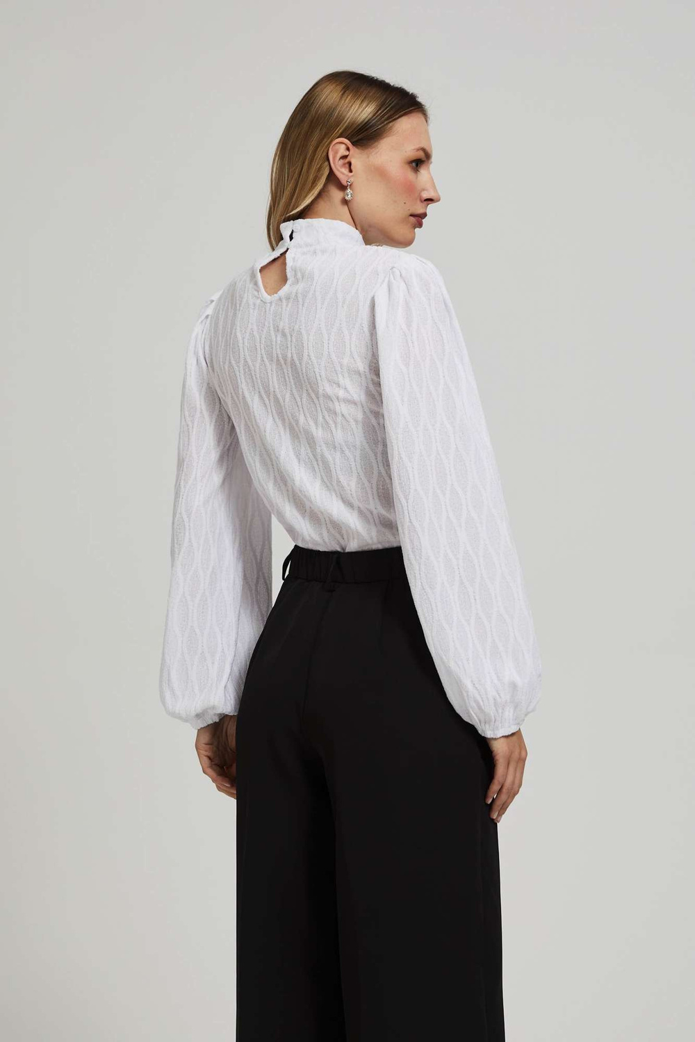Turtleneck blouse with puff sleeves
