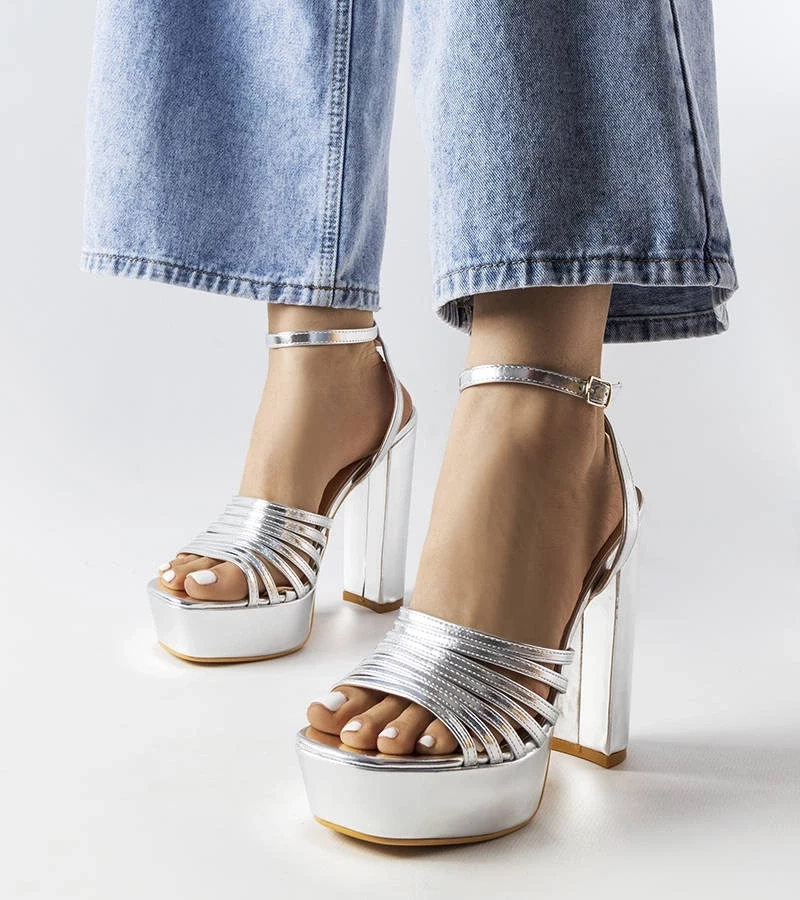 Gemre Ariande sandale stiletto argintii solide