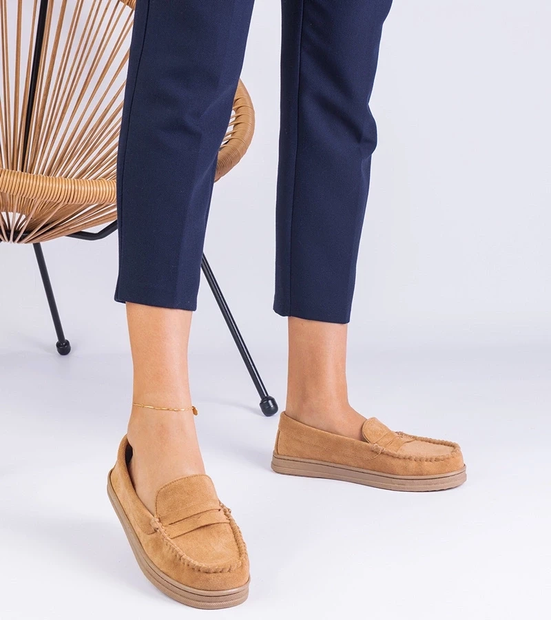 Gemre Mocasini de damă maro din piele ecologică întoarsă Sevilia