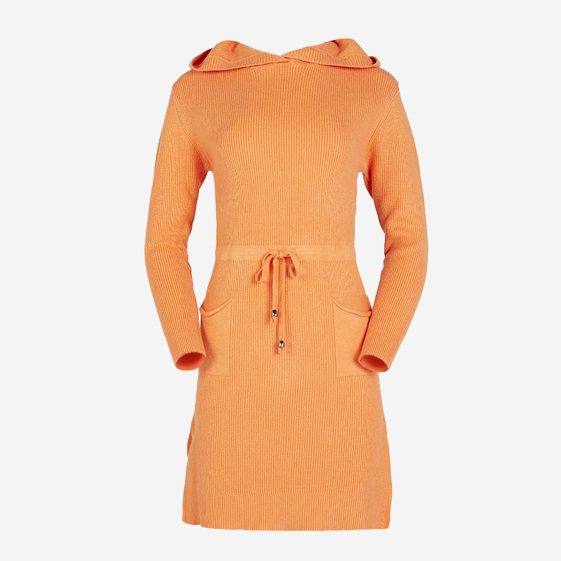Resti Orange women's sweater dress with hood - Clothing