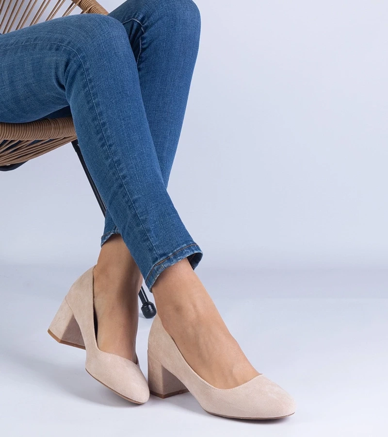 marka niezdefiniowana Beige eco-suede high heels Marsol
