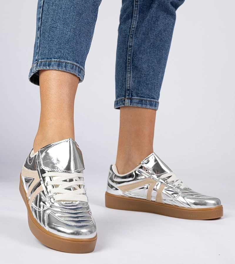 Gemre Adidași argintii lăcuiți pentru femei Keyla