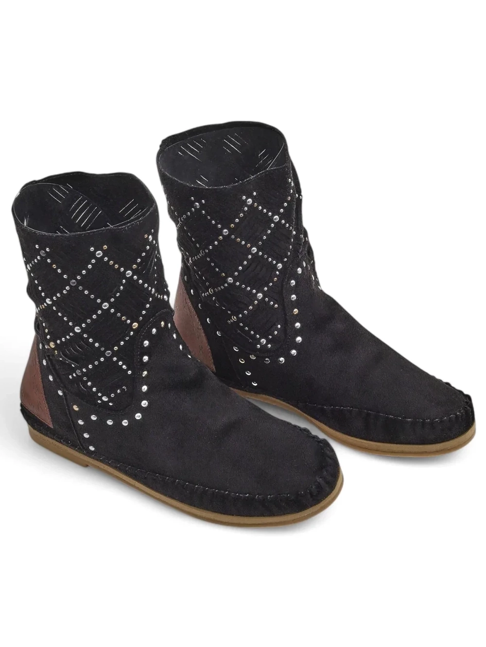Resti Women's ankle boots with low wedge and studs Indian Style