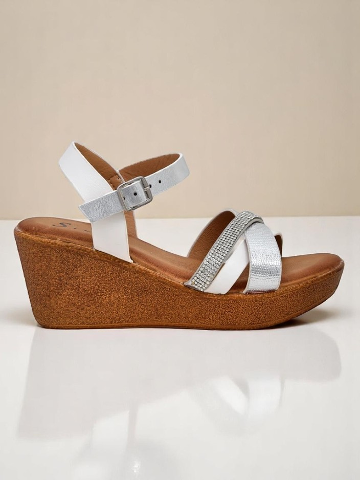 Resti Women's wedge sandals with rhinestones and glitter Glittera