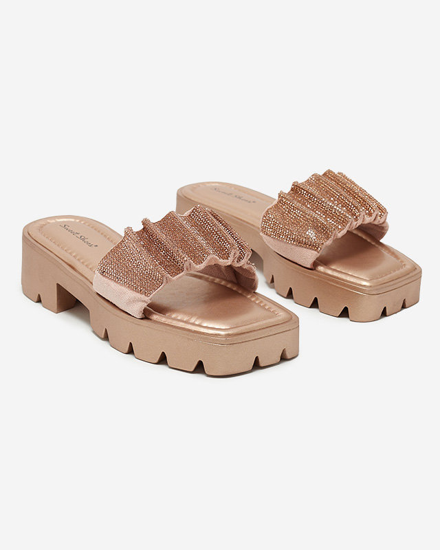 Resti Gold women&#039;s slippers with cubic zirconia Emkoy - Footwear