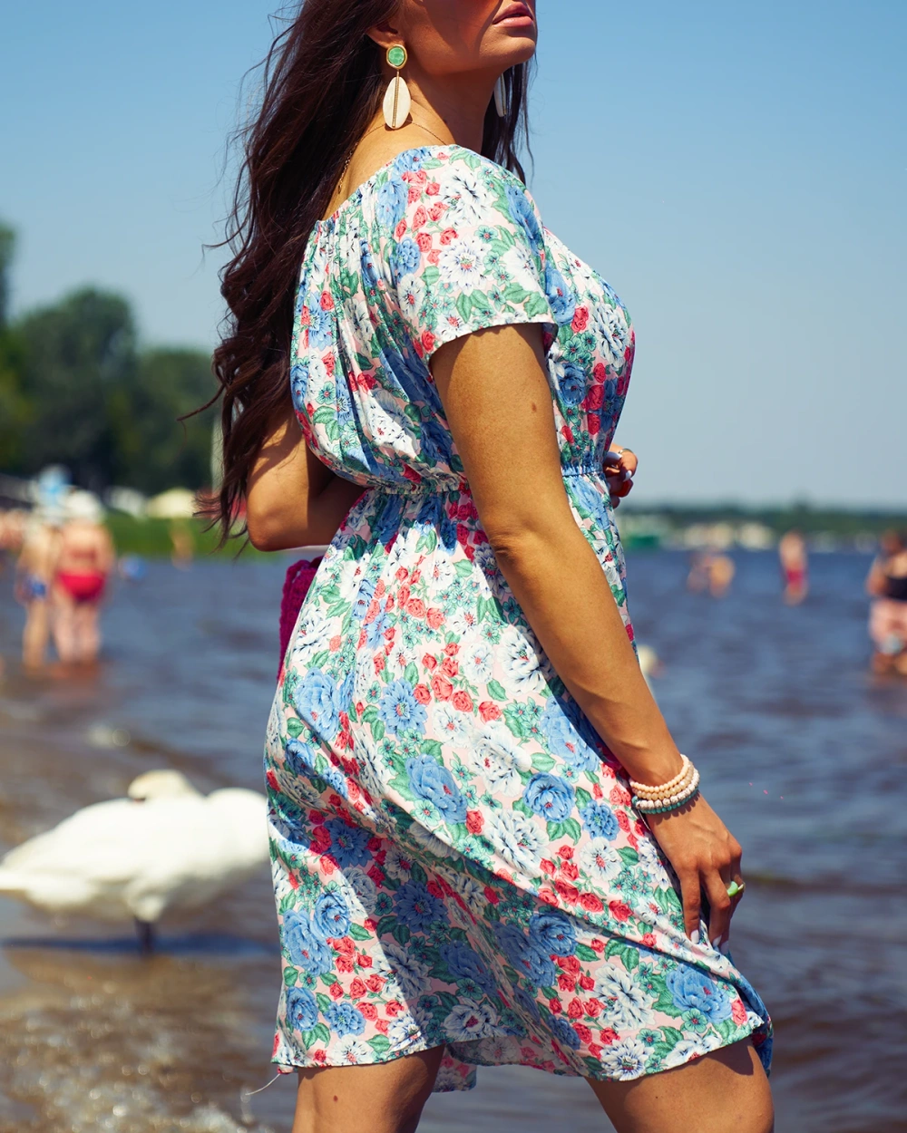 Resti Women's floral mini dress a'la hiszpanka in blue