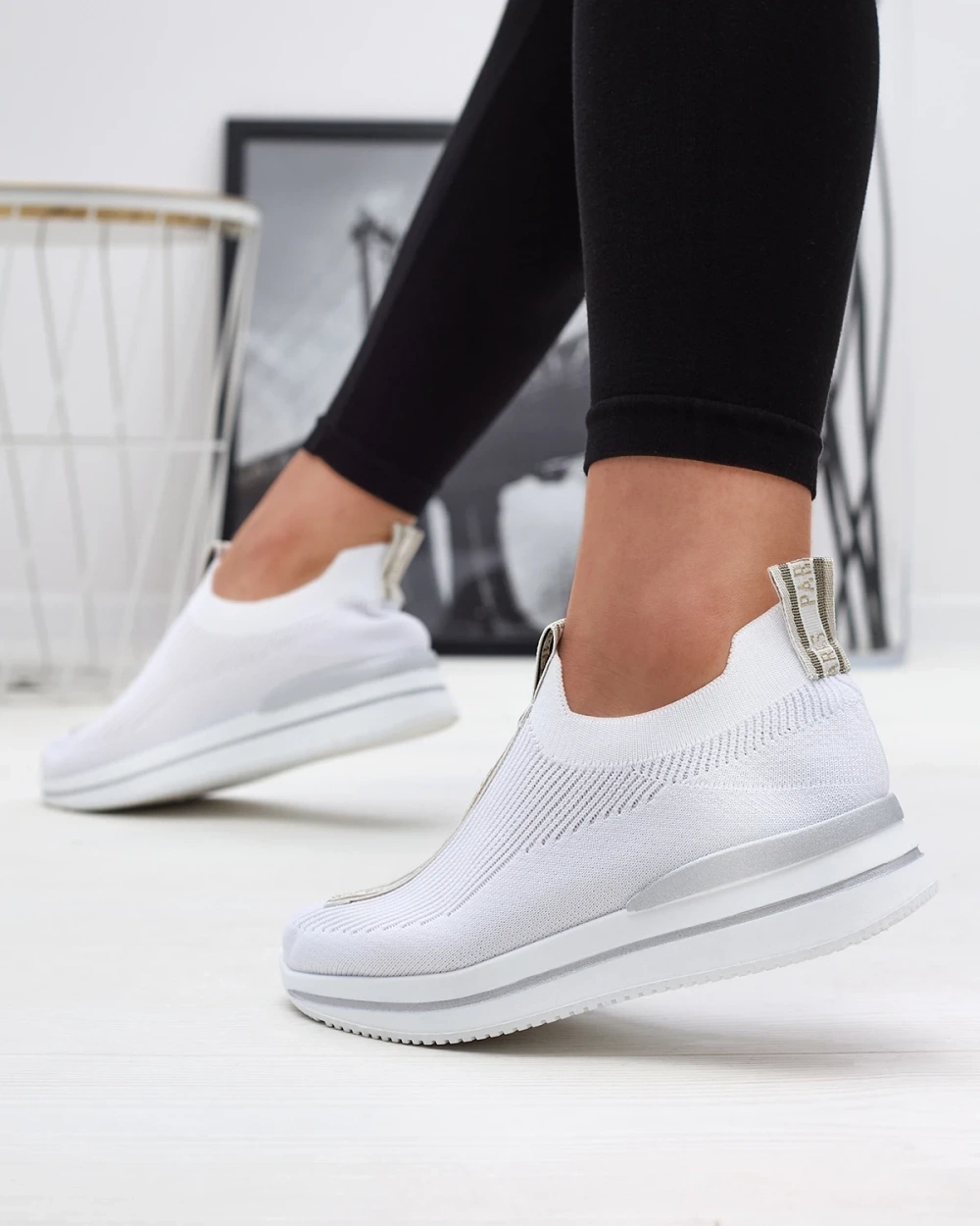 Resti Women's slip-on sports shoes with lettering in white Cerppa- Footwear