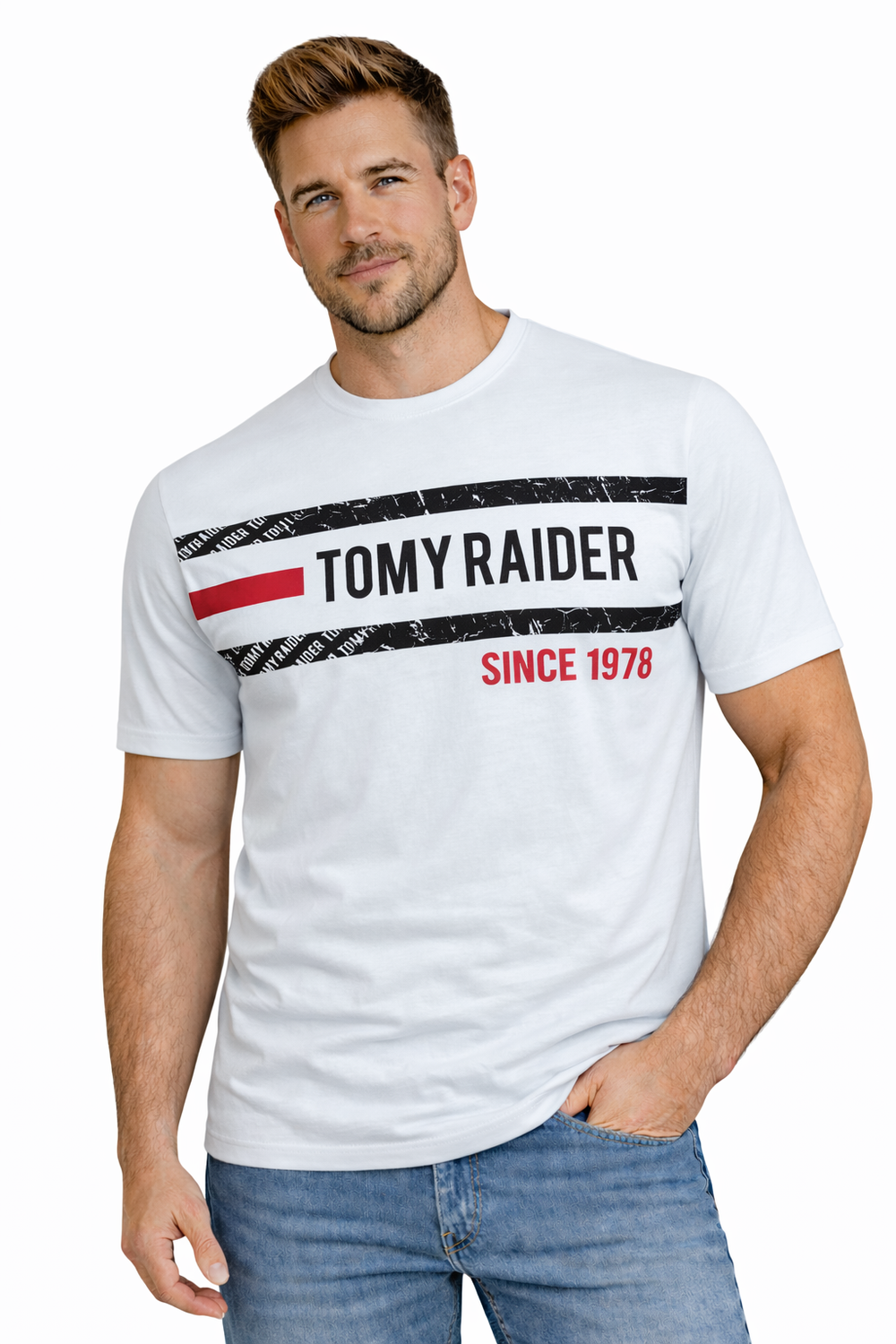 Tricou bărbătesc alb, pulover