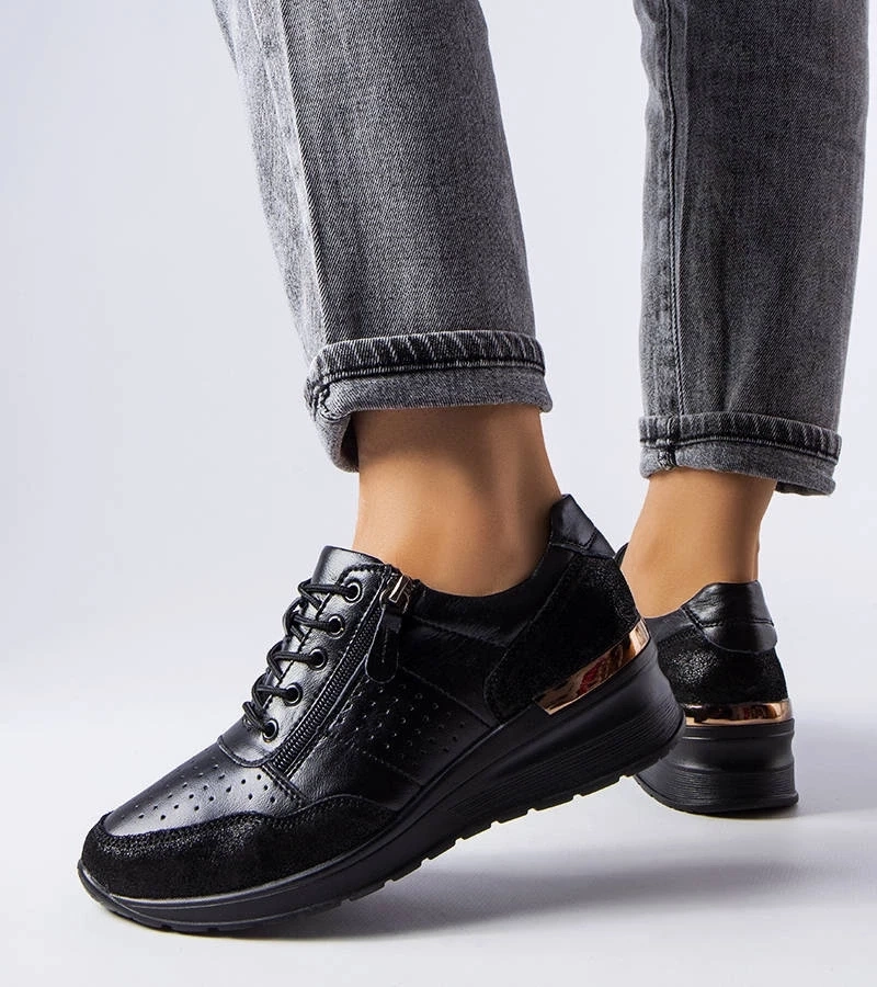 Gemre Pantofi Jazzar din piele neagră traforată