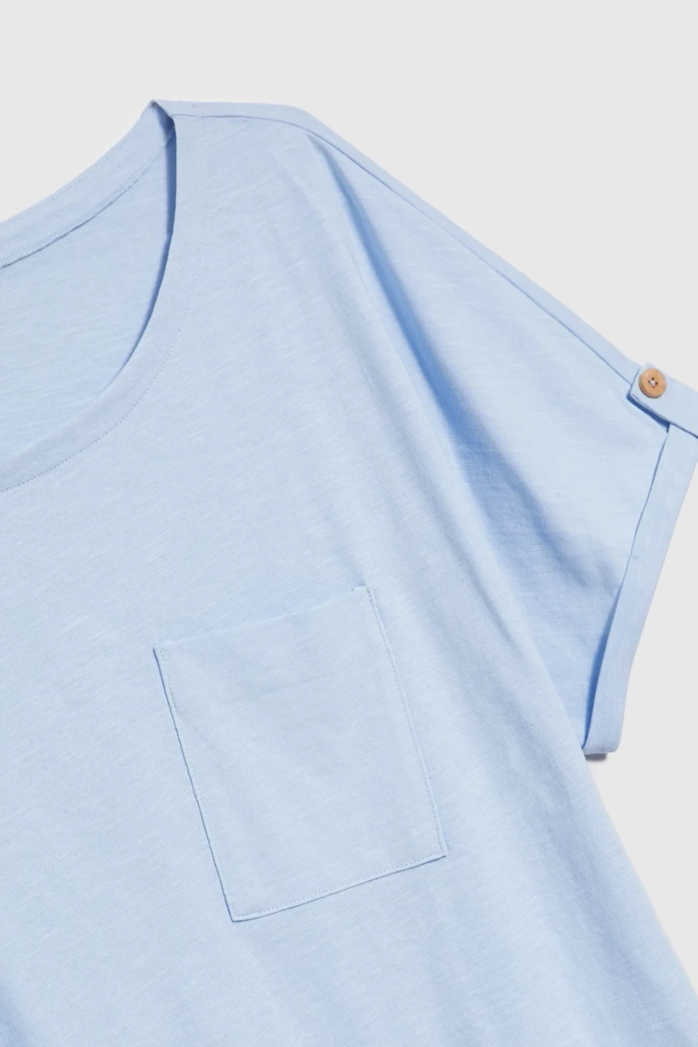 Marisse Blue Cotton T-Shirt With Pocket