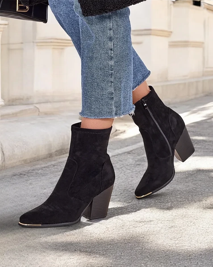 Resti Eko-suede women&#039;s boots on a stiletto heel Gris
