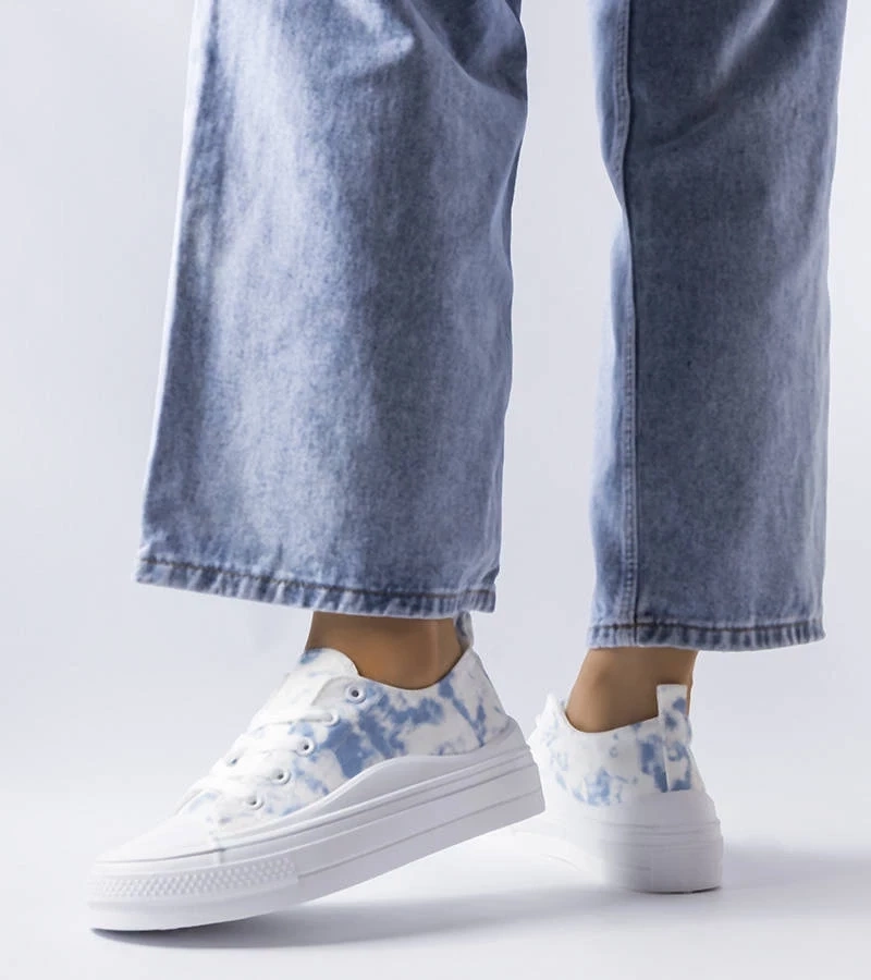 Gemre Pantofi de sport albi cu accent albastru Blais