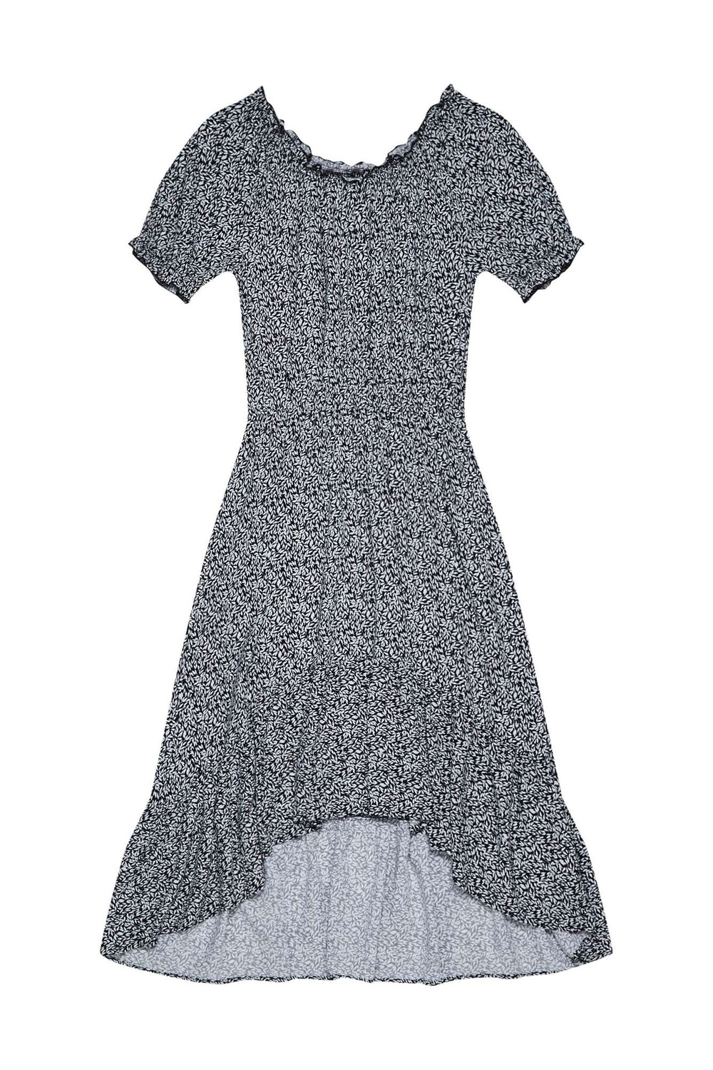 Marisse Patterned Viscose Dress L-Su-3756 Black
