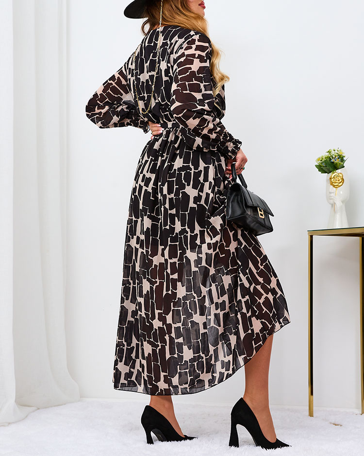 Resti Black and beige patterned women's maxi dress