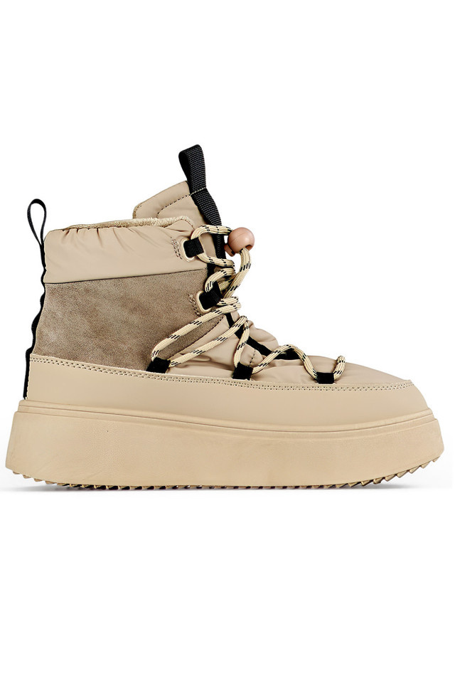 Primohurt Beige Snow Boots With A Cuff, Insulated Women's Winter Boots With A Thick Sole