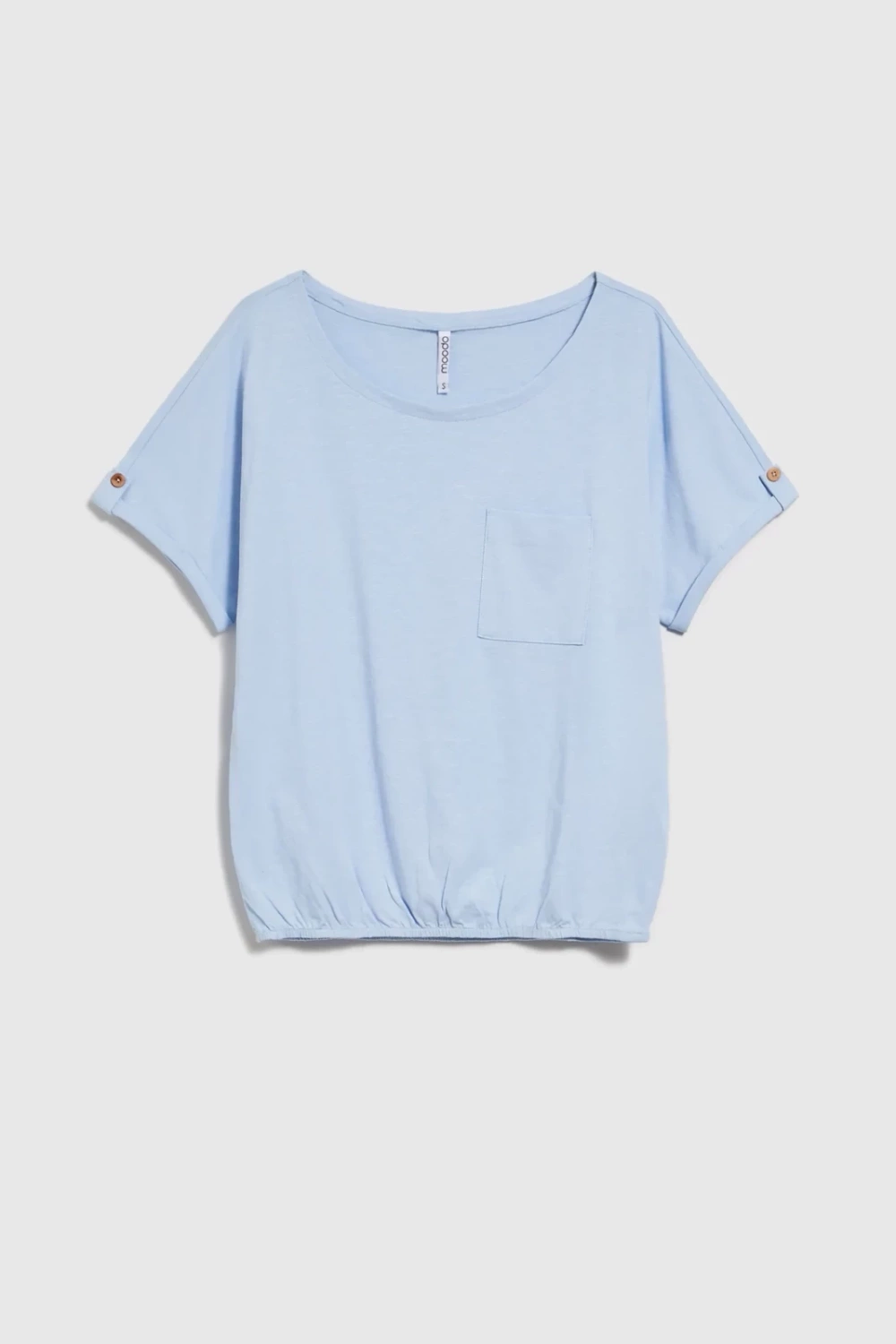 Marisse Blue Cotton T-Shirt With Pocket