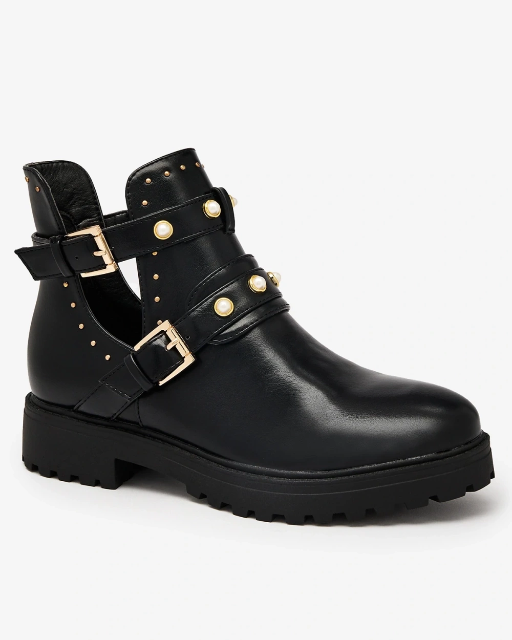 Resti Black women&#039;s embellished flat heeled boots Pearl Elegance