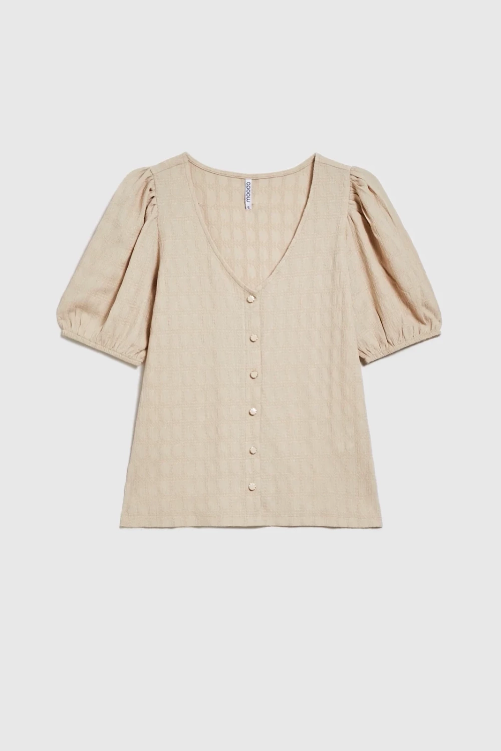 Marisse Beige Blouse With Puffed Sleeves