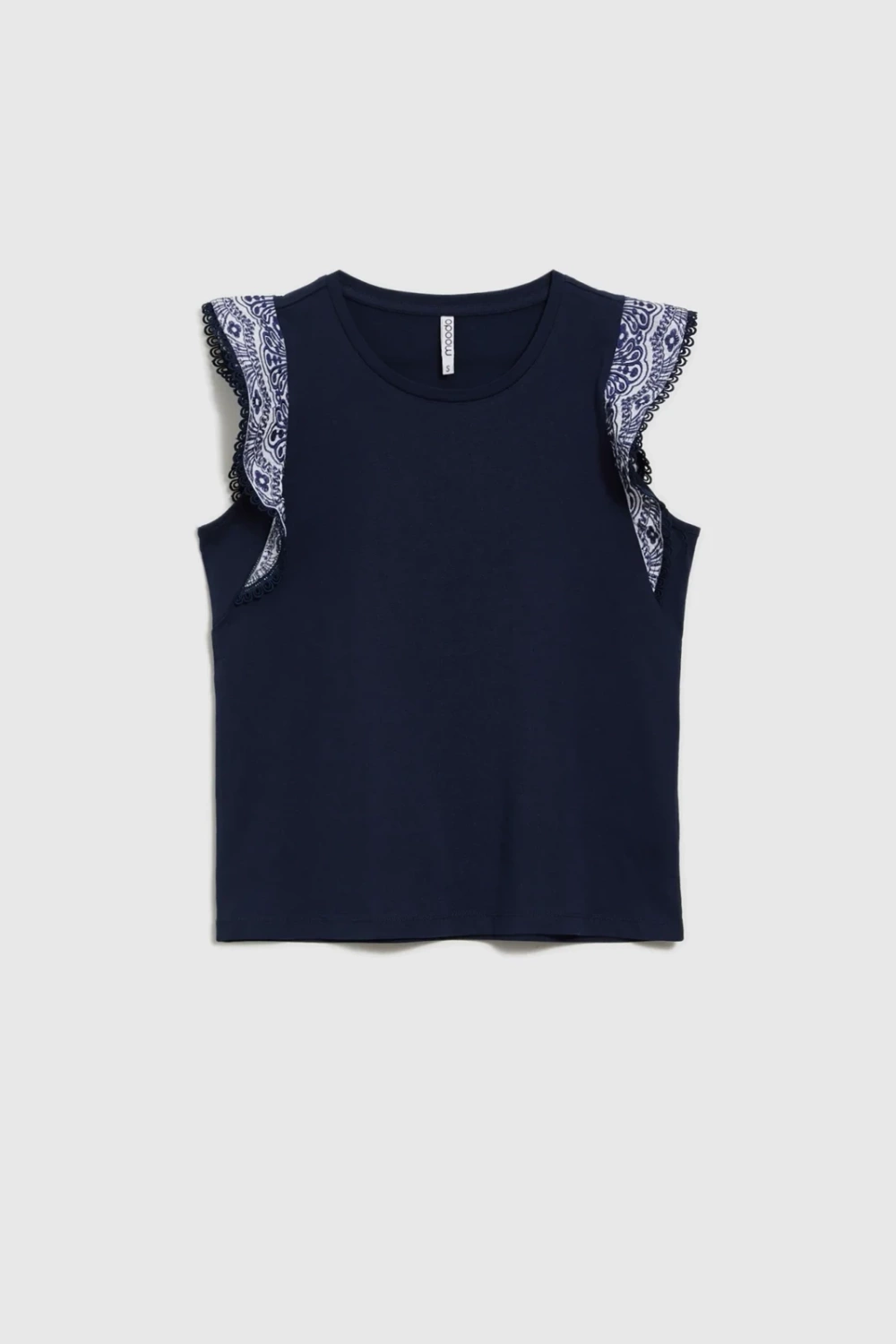 Marisse Navy Blue Cotton Blouse