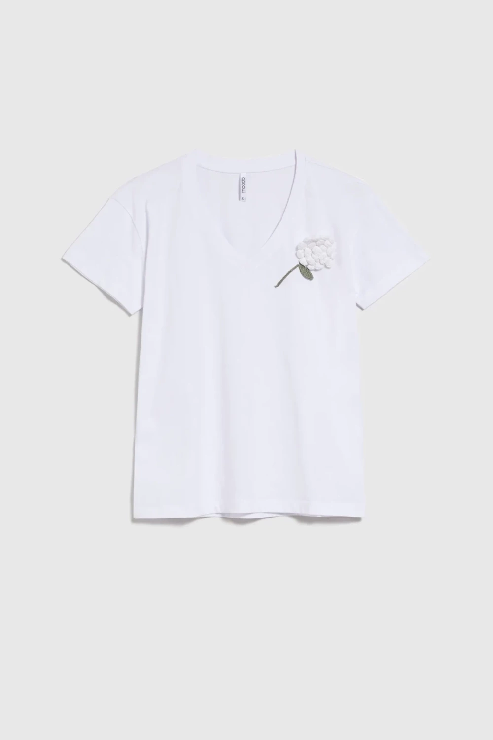 Marisse White Blouse With Crochet Appliqué