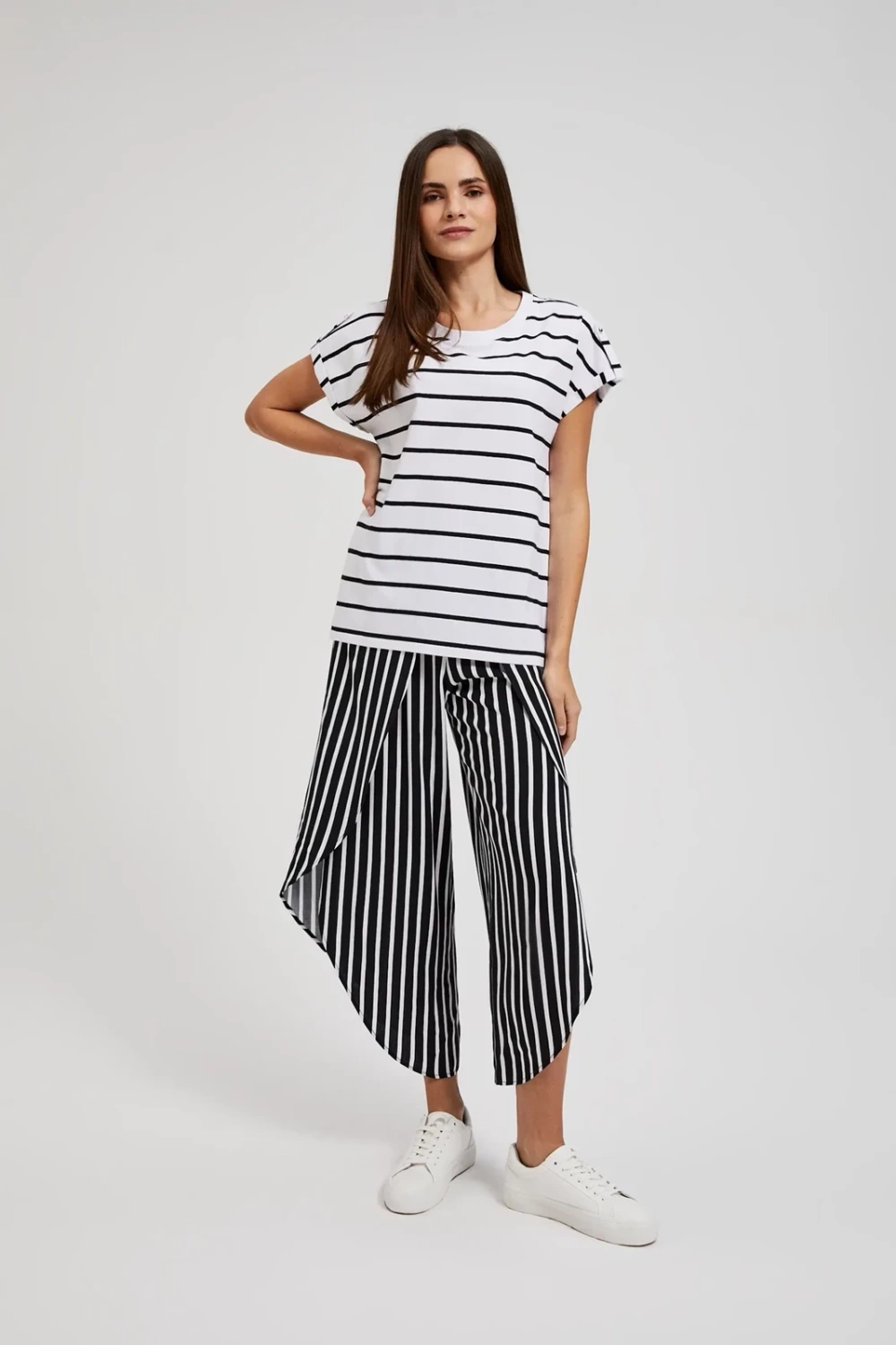 Women's striped T-shirt MOODO - white
