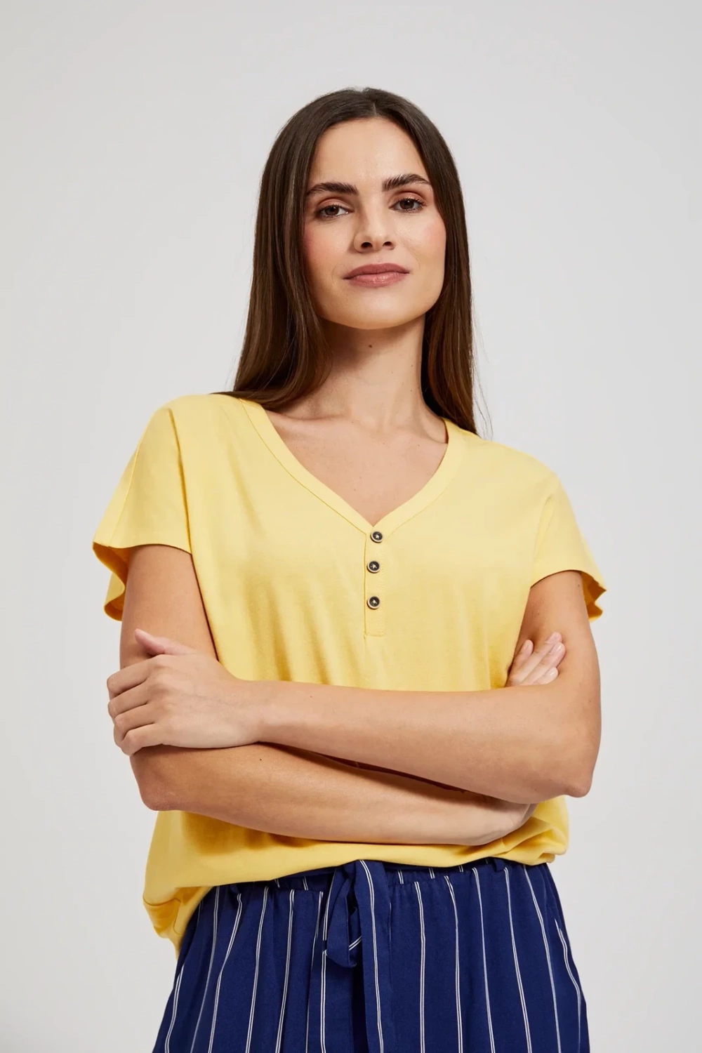 Women's blouse with buttons MOODO - yellow