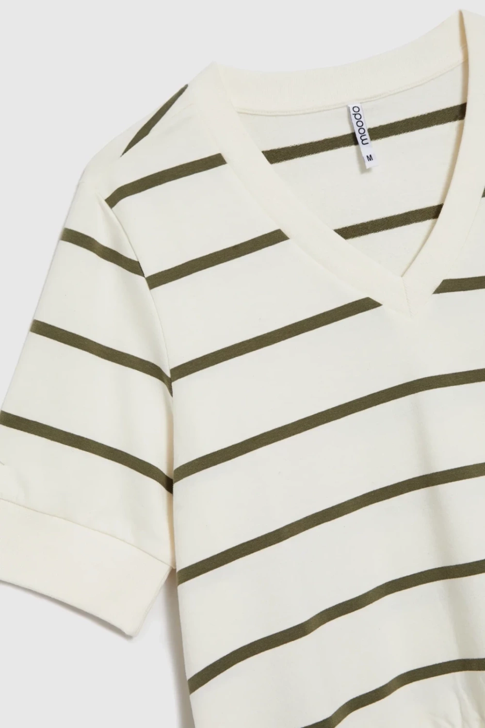 Marisse Striped Sweatshirt With Short Sleeves, Ecru