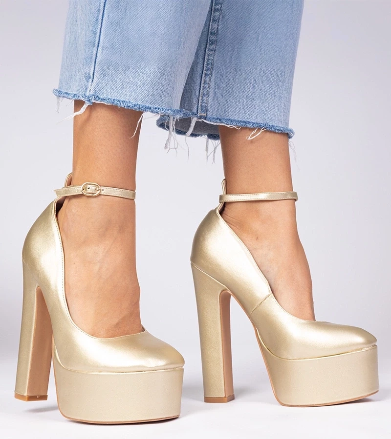 marka niezdefiniowana Gold high heel pumps Felida