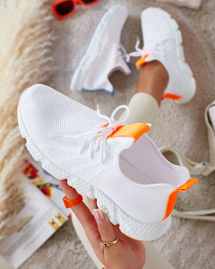 Resti White and orange women&#039;s sports shoes Baym - Footwear