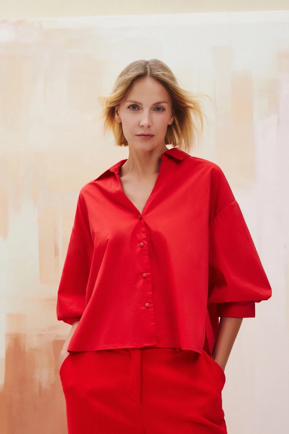 Marisse Women&#039;s Shirt L-Ko-4614 Red